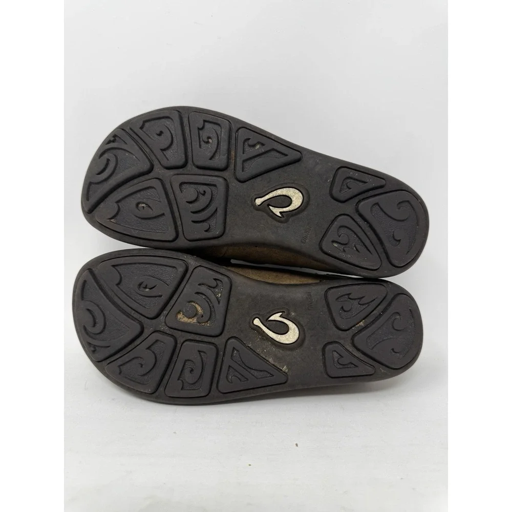 Olukai Moloa Boys Kids Size 1 B1 Leather Slip On Loafer Brown Shoes Moccasin